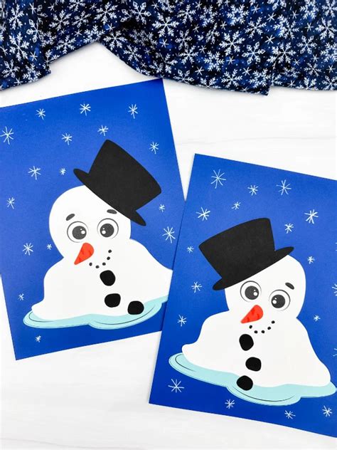 Easy Melted Snowman Craft For Kids [Free Template]