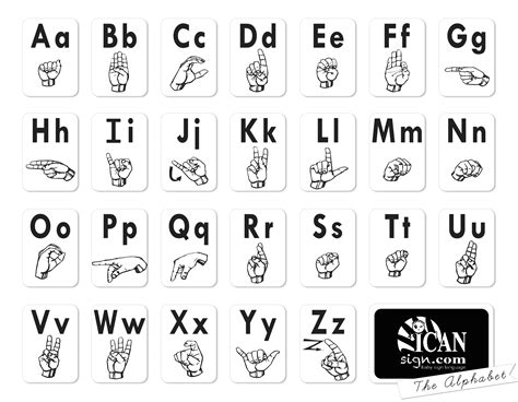 Free Printable Asl Alphabet