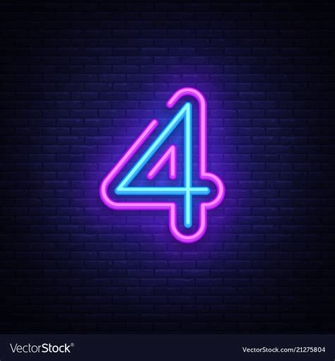 Number four symbol neon sign Royalty Free Vector Image