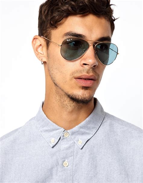 Ray-ban Polarized Aviator Sunglasses in Blue for Men | Lyst