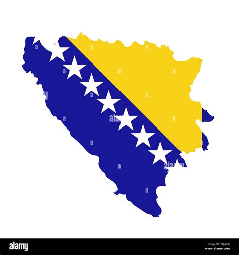 Bosnia and Herzegovina flag map. Country outline with national f Stock ...