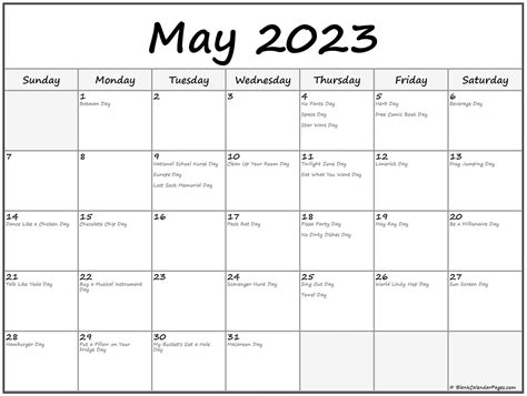 May 2023 Printable Calendar With Holidays - Riset