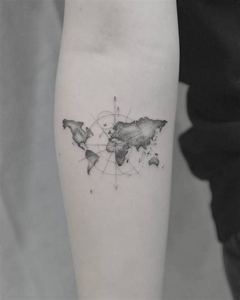 World Map Tattoo by Kane Navasard Mini Tattoos, Cute Tattoos, Body Art ...