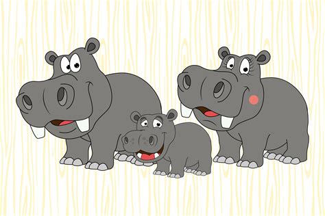 Cute Hippo Family Animal Cartoon Graphic by curutdesign · Creative Fabrica