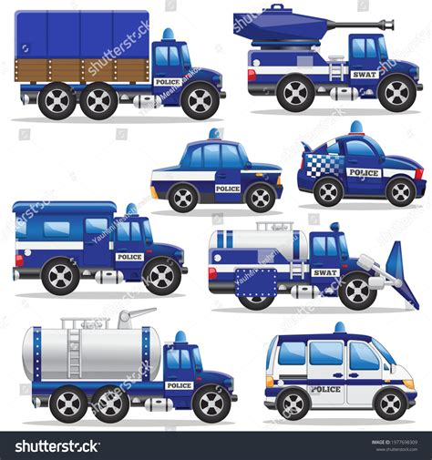 Set Police Cars Side View Isolated Stock Vector (Royalty Free ...