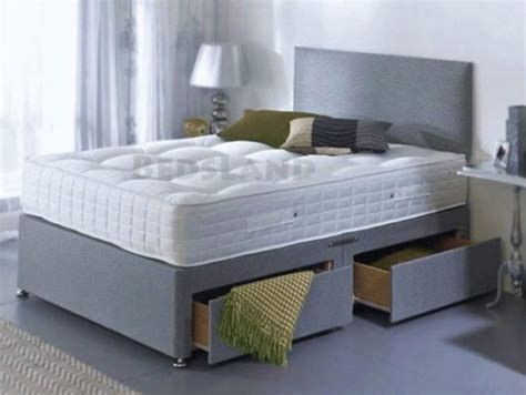 Luxuyr Suede Divan Bed Set With Drawers Storage & Headboard