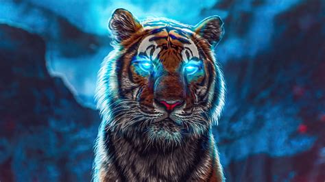 Tiger with blue glowing eyes Ultra HD wallpaper | Pxfuel