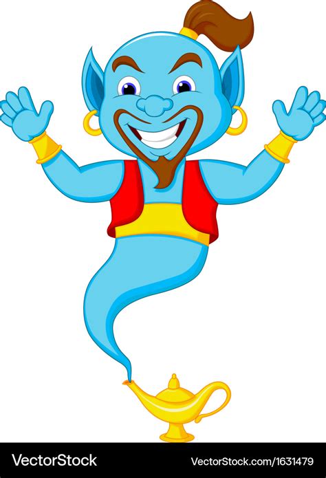 Friendly genie cartoon Royalty Free Vector Image