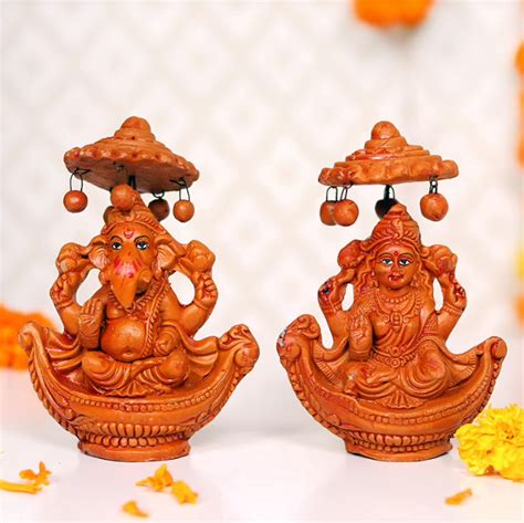 Rustic Laxmi Ganesha Idols - Swiss N Tulips