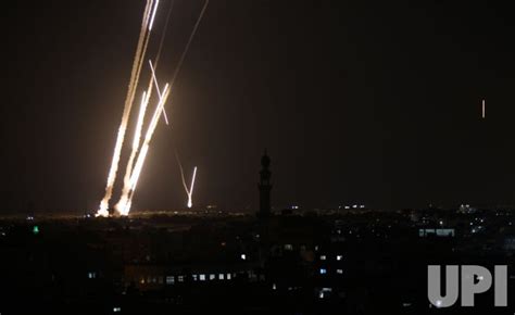 Photo: Rockets are launched from the southern Gaza Strip towards Israel ...