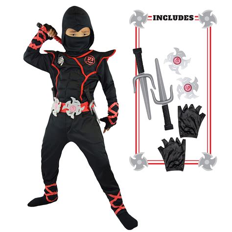 Buy Spooktacular Creations Boys Ninja Deluxe Costume for Kids (Black ...