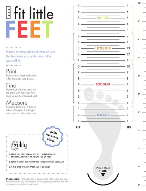 Kids Shoe Size Chart Printable