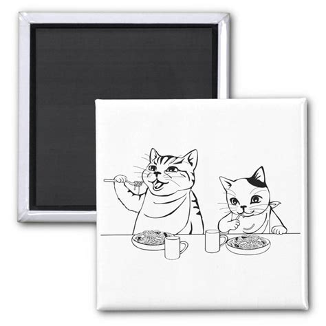 Cats Eating Spaghetti Cute Absurd Funny Silly Magnet | Zazzle.com ...