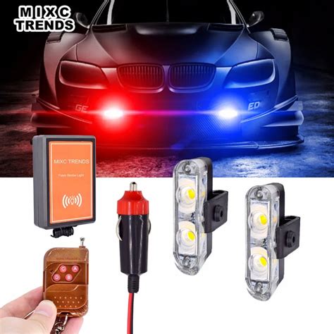 12V Auto LED Strobe Car Lights Wireless Remote Control 2Pcs Stroboscope ...