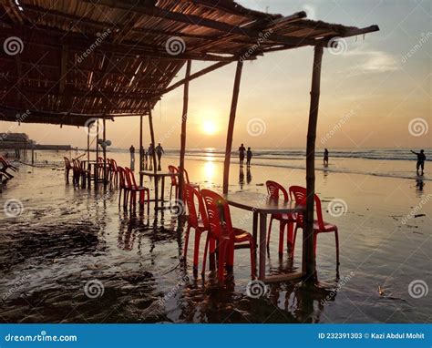 Empty Chairs of Mandarmani Beach Tea Stall,tourists Enjoying Sunrise ...