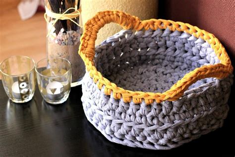 Crochet Basket T Shirt Yarn Baskets Square Bags - Worldly Wonders Workshop