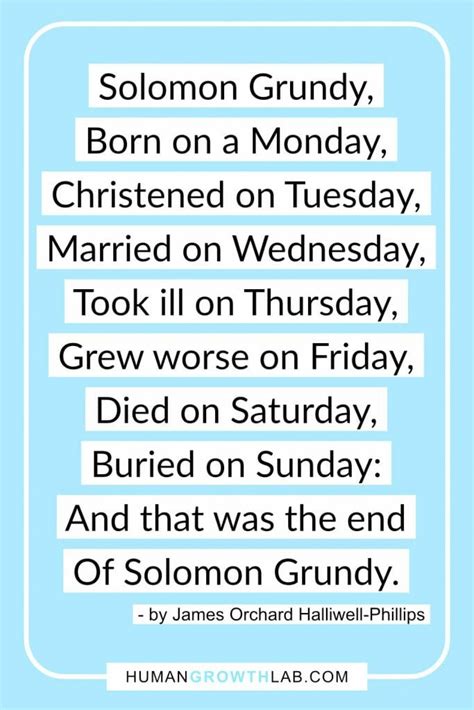 The Solomon Grundy poem and how its meaning can change your life ...