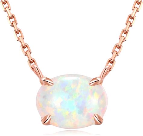 Ellena Rose Sterling Silver Opal Necklace, 925 Sterling Silver & 14K ...