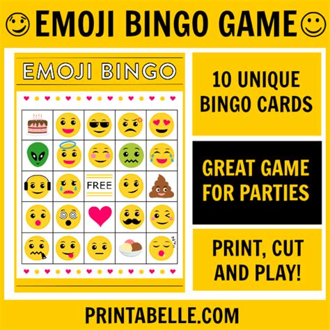 Emoji Bingo Printable Game | Emoji bingo, Kids party games, Emoji ...