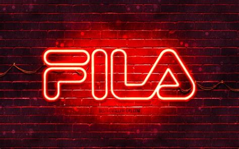 Download wallpapers Fila red logo, 4k, red brickwall, Fila logo, brands ...