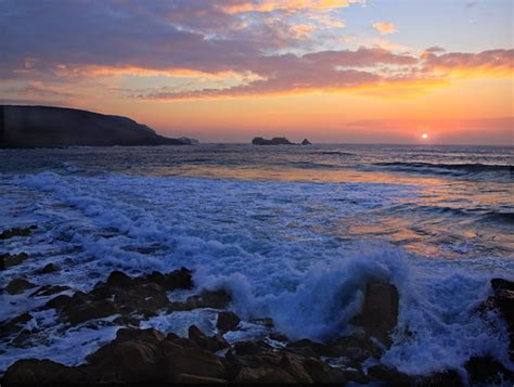 Sunset - Alderney | The Sun sets over rough seas near Fort T… | Flickr