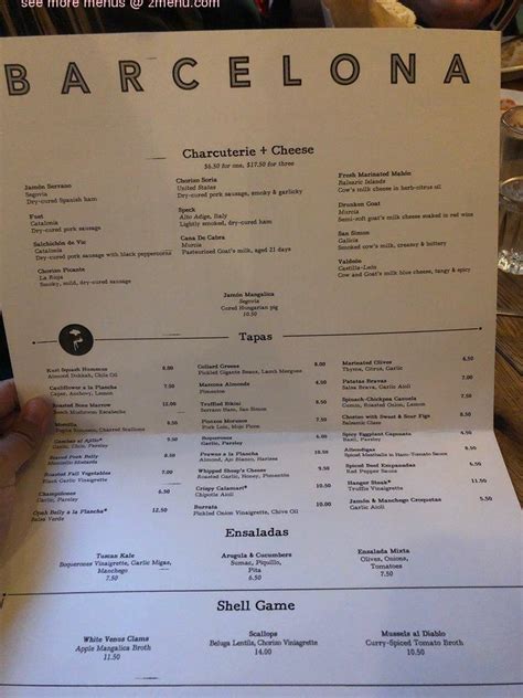 Menu at Barcelona Wine Bar, Denver