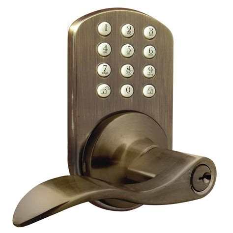 MiLocks Antique Brass Keyless Entry Lever Handle Door Lock with ...