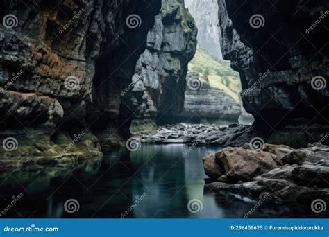 Magnificent Karst Landscape with Caves Stock Illustration ...