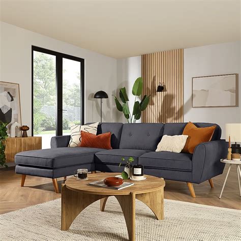 Harlow L-Shape Corner Sofa, Left-Hand Facing, Slate Grey Classic Plush ...