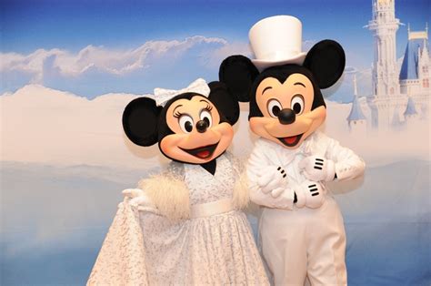 Formal Minnie and Mickey in white wedding attire | Disney wedding ...