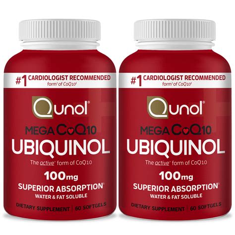 Buy Ubiquinol CoQ10 Softgels, Qunol Mega Ubiquinol 100mg - Superior ...