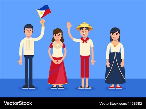 Hand drawn philippine people with traditional Vector Image