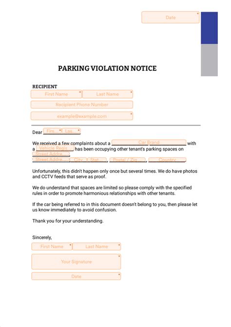 Parking Violation Notice Template - Sign Templates | Jotform