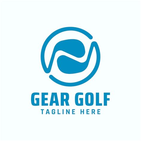 Premium Vector | Gear golf logo with circular blue stick golf shape ...