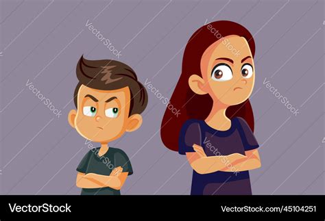 Big sister fighting with her brother cartoon Vector Image