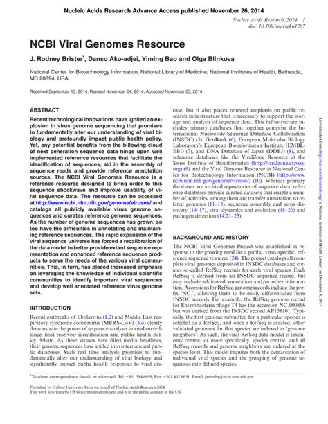 (PDF) NCBI viral genomes resource