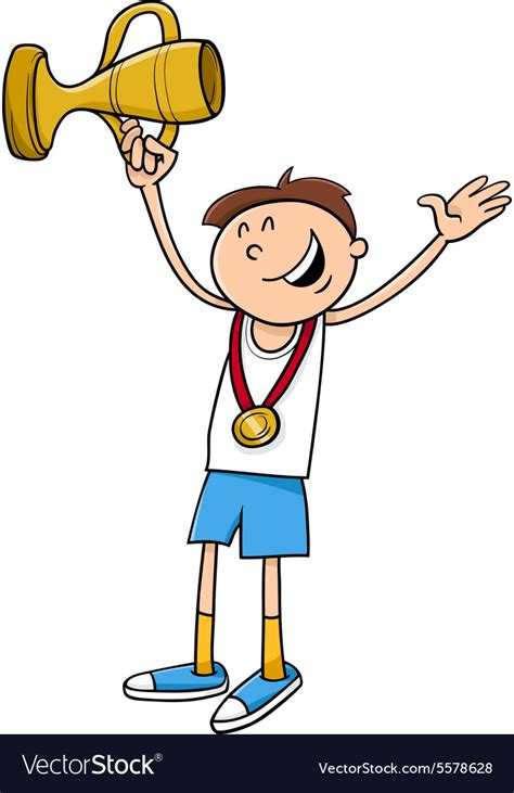 Boy winner cartoon Royalty Free Vector Image - VectorStock