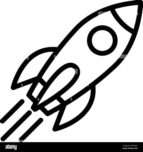 Rocket outline ship icon with fire isolated on white Vector Stock ...