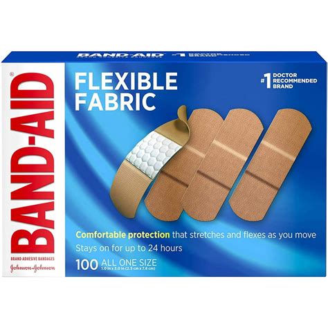 Band Aid J&J Flexible Fabric Adhesive Bandages, 1" x 3", 100 per Box ...