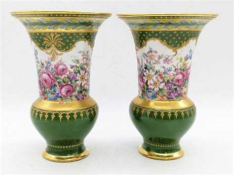 Dresden Porcelain Vases with Hand Painted Flowers - Dresden - Ceramics