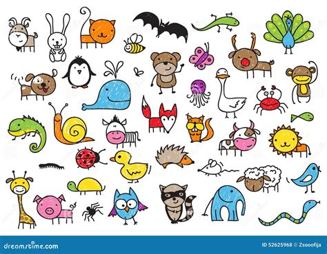 Les Dessins De L'enfant Des Animaux Illustration de Vecteur - Image ...