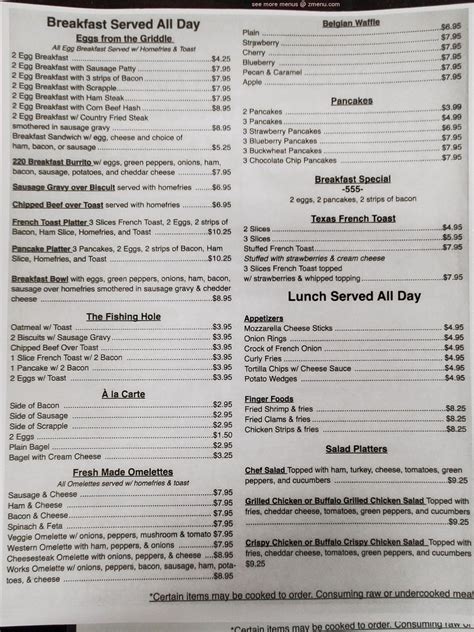 Menu at Route 220 Diner restaurant, Bedford, US-220 BUS