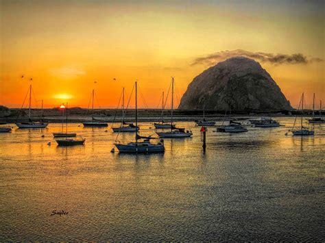 Morro Rock at Sunset Photograph by Barbara Snyder - Fine Art America