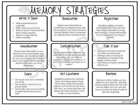 Printable Working Memory Worksheets