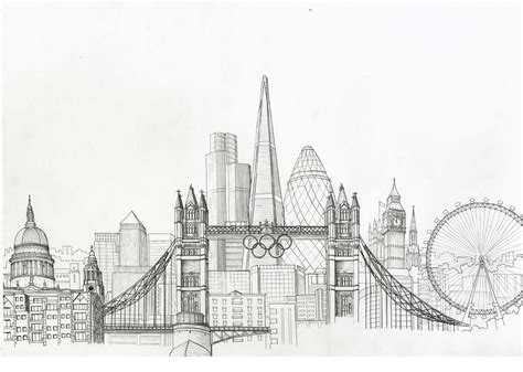 new york city skyline drawing | Sketches | Pinterest | City skylines ...