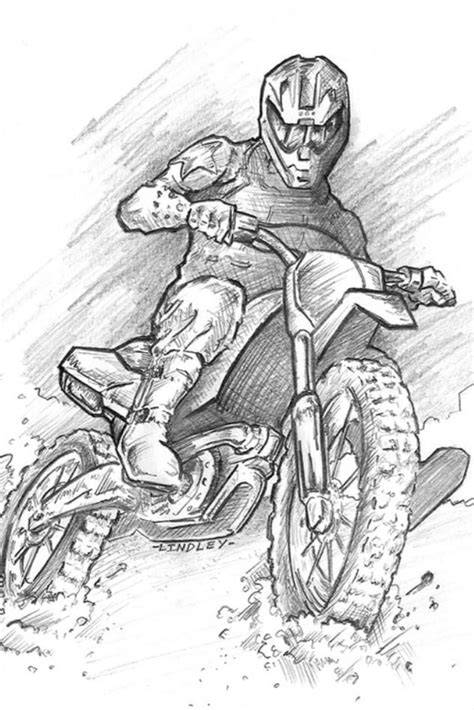 How To Draw A Dirt Bike | Bike drawing, Motorcycle drawing, Bike sketch