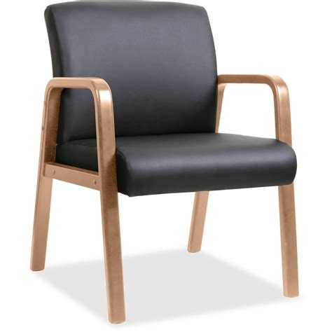 Lorell Leather Guest Reception Waiting Room Chair, with Arms, Solid ...