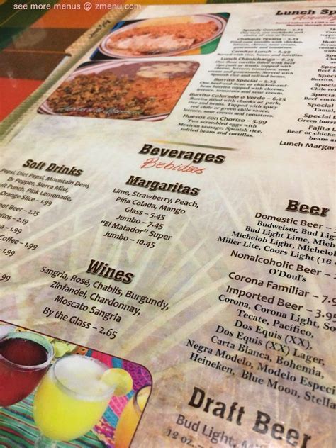 Menu at El Agave restaurant, Ruckersville