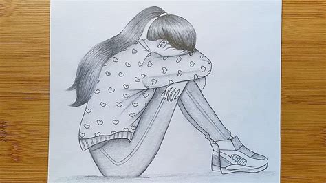 Hipster Drawings, Sad Drawings, Girl Drawing Sketches, Girl Sketch ...