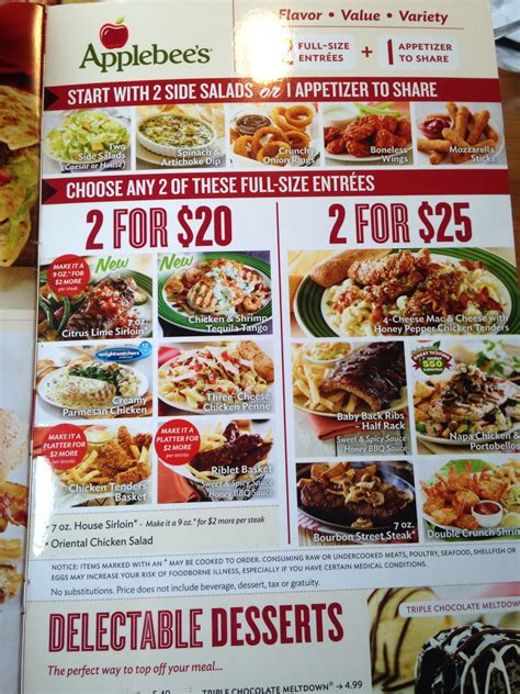 Applebee's Printable Menu